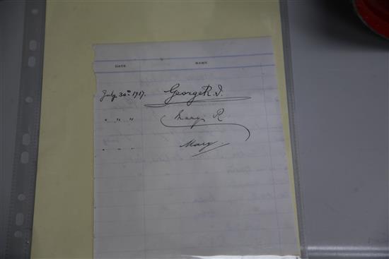 Group of signed documents- Prince Albert letter 1911, George V & Queen Mary 1917, George F. Getty 1917 and |Princess Beatrice c.1870.